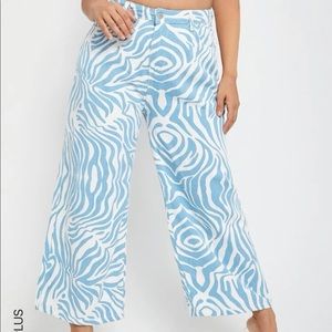 Plus Size Zebra Stripe Wide Leg Jeans